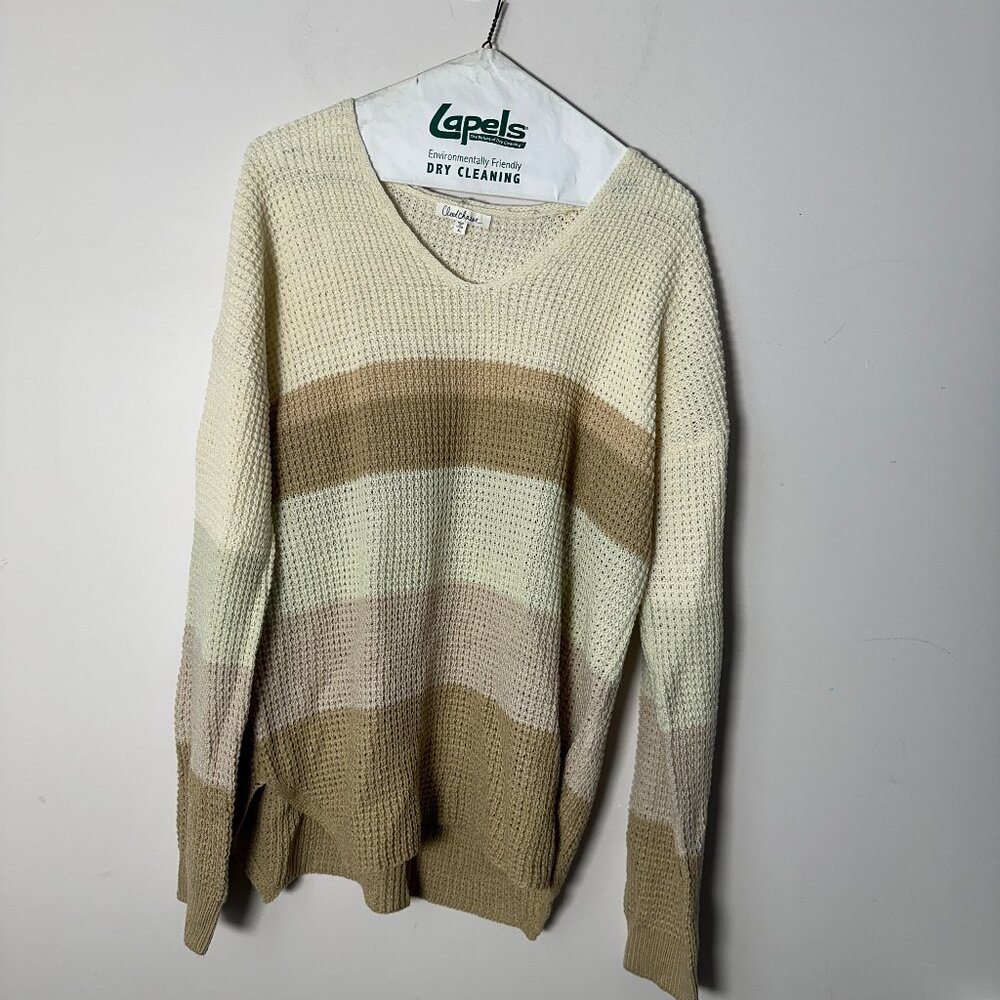 EUC Cloud Chaser Womens Sweater Cream Tan Pink Long Sleeve XL